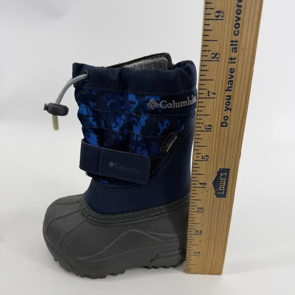 Columbia Powderbug Plus II Snow Boots Toddler Sz 5 Blue Camo Waterproof Gorpcore